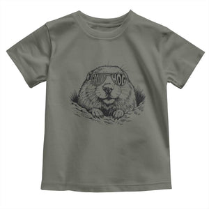 Funny Groundhog Face Woodchuck Sunglassess Toddler T Shirt TS11 Military Green Print Your Wear