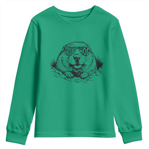 Funny Groundhog Face Woodchuck Sunglassess Youth Sweatshirt TS11 Irish Green Print Your Wear