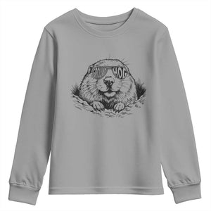 Funny Groundhog Face Woodchuck Sunglassess Youth Sweatshirt TS11 Sport Gray Print Your Wear