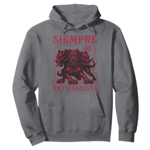 Siempre Antifascista Hoodie Anti Fascism Protest Vintage Hydra Dog TS11 Charcoal Print Your Wear