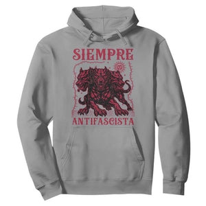 Siempre Antifascista Hoodie Anti Fascism Protest Vintage Hydra Dog TS11 Sport Gray Print Your Wear