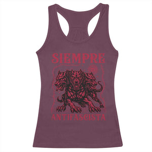 Siempre Antifascista Racerback Tank Top Anti Fascism Protest Vintage Hydra Dog TS11 Maroon Print Your Wear