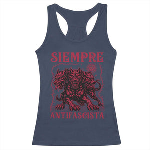 Siempre Antifascista Racerback Tank Top Anti Fascism Protest Vintage Hydra Dog TS11 Navy Print Your Wear