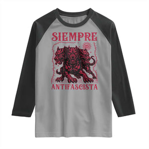 Siempre Antifascista Raglan Shirt Anti Fascism Protest Vintage Hydra Dog TS11 Sport Gray Black Print Your Wear