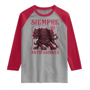 Siempre Antifascista Raglan Shirt Anti Fascism Protest Vintage Hydra Dog TS11 Sport Gray Red Print Your Wear