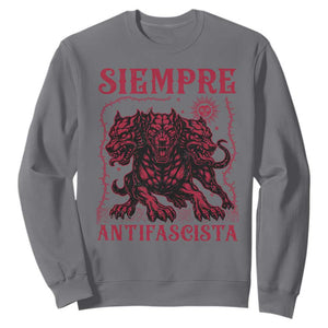 Siempre Antifascista Sweatshirt Anti Fascism Protest Vintage Hydra Dog TS11 Charcoal Print Your Wear