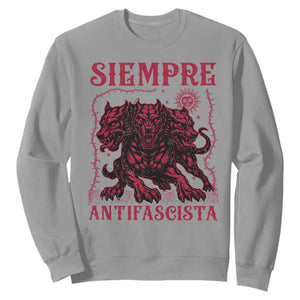 Siempre Antifascista Sweatshirt Anti Fascism Protest Vintage Hydra Dog TS11 Sport Gray Print Your Wear