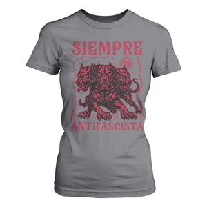 Siempre Antifascista T Shirt For Women Anti Fascism Protest Vintage Hydra Dog TS11 Charcoal Print Your Wear