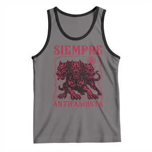 Siempre Antifascista Tank Top Anti Fascism Protest Vintage Hydra Dog TS11 Deep Heather Black Print Your Wear