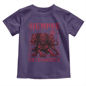Siempre Antifascista Toddler T Shirt Anti Fascism Protest Vintage Hydra Dog TS11 Purple Print Your Wear