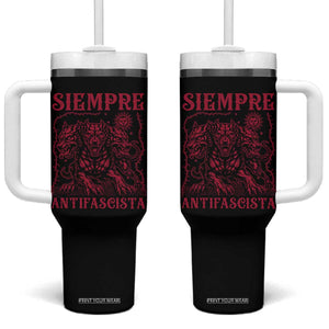Siempre Antifascista Tumbler With Handle Anti Fascism Protest Vintage Hydra Dog TS11 One Size: 40 oz Black Print Your Wear