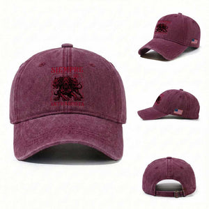 Siempre Antifascista Washed Cotton Baseball Cap Anti Fascism Protest Vintage Hydra Dog TS11 Washed Cap Universal Fit Burgundy Print Your Wear