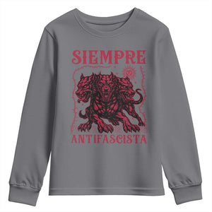 Siempre Antifascista Youth Sweatshirt Anti Fascism Protest Vintage Hydra Dog TS11 Charcoal Print Your Wear