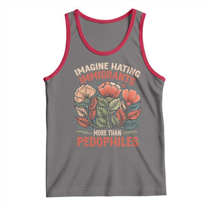 Imagine Hating Immigrants More Than Pedophiles Tank Top Political Satire Retro Floral TS11 Deep Heather Red Print Your Wear