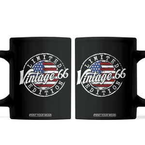 Funny 60th Birthday Coffee Mug Vintage 1966 Stamp 60 Years Old American Flag TS11 Black Print Your Wear
