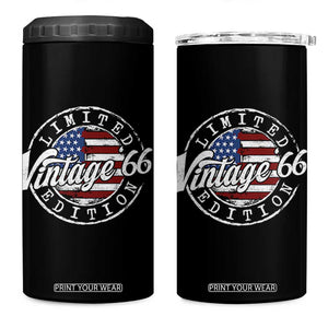 Funny 60th Birthday 4 in 1 Can Cooler Tumbler Vintage 1966 Stamp 60 Years Old American Flag TS11 One Size: 16 oz Black Print Your Wear