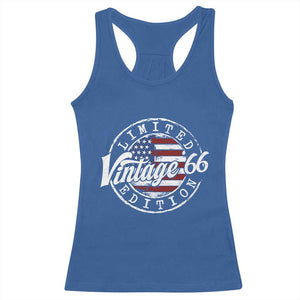 Funny 60th Birthday Racerback Tank Top Vintage 1966 Stamp 60 Years Old American Flag TS11 Royal Blue Print Your Wear