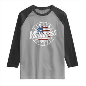 Funny 60th Birthday Raglan Shirt Vintage 1966 Stamp 60 Years Old American Flag TS11 Sport Gray Black Print Your Wear