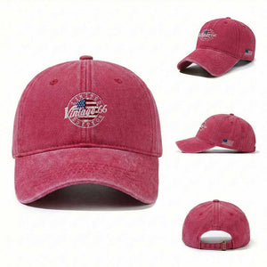 Funny 60th Birthday Washed Cotton Baseball Cap Vintage 1966 Stamp 60 Years Old American Flag
