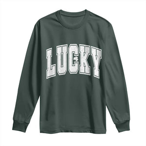 Vintage Lucky Shamrock Clover St Patricks Day Long Sleeve Shirt TS11 Dark Forest Green Print Your Wear