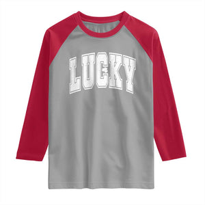 Vintage Lucky Shamrock Clover St Patricks Day Raglan Shirt TS11 Sport Gray Red Print Your Wear