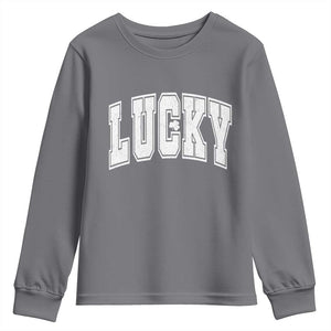 Vintage Lucky Shamrock Clover St Patricks Day Youth Sweatshirt TS11 Charcoal Print Your Wear