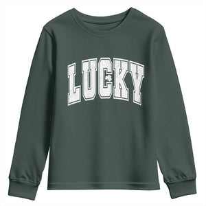 Vintage Lucky Shamrock Clover St Patricks Day Youth Sweatshirt TS11 Dark Forest Green Print Your Wear