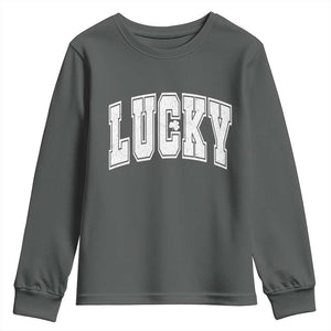 Vintage Lucky Shamrock Clover St Patricks Day Youth Sweatshirt TS11 Dark Heather Print Your Wear