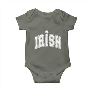 Funny Irish St Patricks Day Distressed Shamrock Ireland Pride Baby Onesie TS11 Military Green Print Your Wear