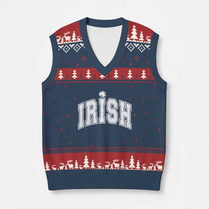 Funny Irish St Patricks Day Distressed Shamrock Ireland Pride V-Neck Knit Sweater Vest TS11 Navy Red Print Your Wear