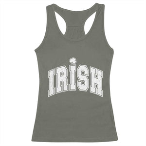 Funny Irish St Patricks Day Distressed Shamrock Ireland Pride Racerback Tank Top TS11 Military Green Print Your Wear