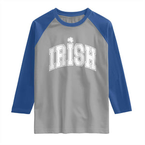 Funny Irish St Patricks Day Distressed Shamrock Ireland Pride Raglan Shirt TS11 Sport Gray Royal Print Your Wear