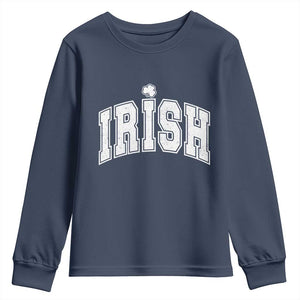 Funny Irish St Patricks Day Distressed Shamrock Ireland Pride Youth Sweatshirt TS11 Navy Print Your Wear