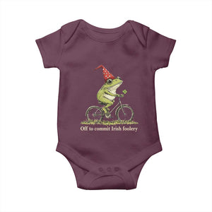 Funny Frog St Patricks Day Baby Onesie Off To Commit Irish Foolery Four Leaf Clover TS11 Maroon Print Your Wear
