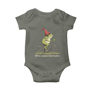 Funny Frog St Patricks Day Baby Onesie Off To Commit Irish Foolery Four Leaf Clover TS11 Military Green Print Your Wear