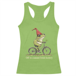 Funny Frog St Patricks Day Racerback Tank Top Off To Commit Irish Foolery Four Leaf Clover TS11 Lime Print Your Wear