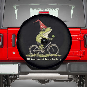 Funny Frog St Patricks Day Spare Tire Cover Off To Commit Irish Foolery Four Leaf Clover TS11 Black Print Your Wear