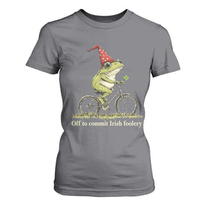 Funny Frog St Patricks Day T Shirt For Women Off To Commit Irish Foolery Four Leaf Clover TS11 Charcoal Print Your Wear