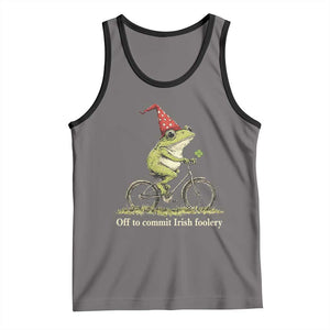 Funny Frog St Patricks Day Tank Top Off To Commit Irish Foolery Four Leaf Clover TS11 Deep Heather Black Print Your Wear