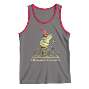 Funny Frog St Patricks Day Tank Top Off To Commit Irish Foolery Four Leaf Clover TS11 Deep Heather Red Print Your Wear