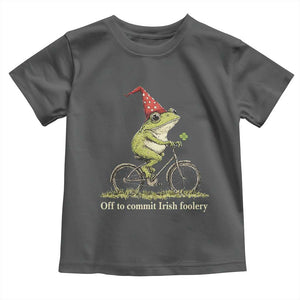 Funny Frog St Patricks Day Toddler T Shirt Off To Commit Irish Foolery Four Leaf Clover TS11 Dark Heather Print Your Wear