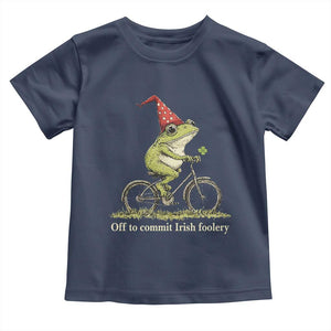 Funny Frog St Patricks Day Toddler T Shirt Off To Commit Irish Foolery Four Leaf Clover TS11 Navy Print Your Wear