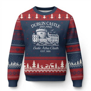 Dublin Castle Ireland Ugly Christmas Sweater Baile Atha Cliath Ireland Travel Souvenir TS11 Navy Red Print Your Wear