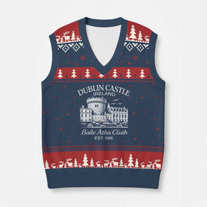 Dublin Castle Ireland V-Neck Knit Sweater Vest Baile Atha Cliath Ireland Travel Souvenir TS11 Navy Red Print Your Wear
