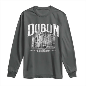 Dublin Castle Ireland Est 988 Travel Souvenir Long Sleeve Shirt TS11 Dark Heather Print Your Wear