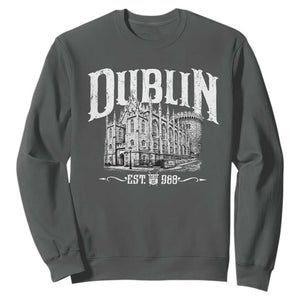 Dublin Castle Ireland Est 988 Travel Souvenir Sweatshirt TS11 Dark Heather Print Your Wear