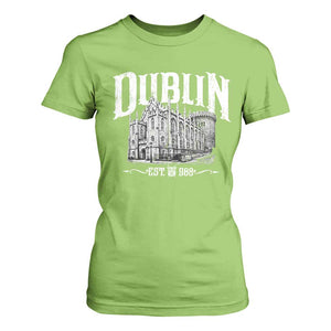 Dublin Castle Ireland Est 988 Travel Souvenir T Shirt For Women TS11 Lime Print Your Wear