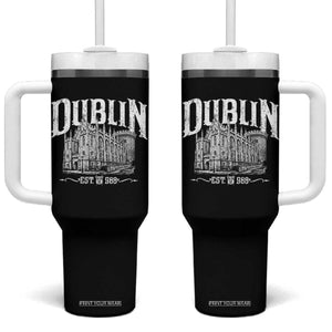 Dublin Castle Ireland Est 988 Travel Souvenir Tumbler With Handle TS11 One Size: 40 oz Black Print Your Wear