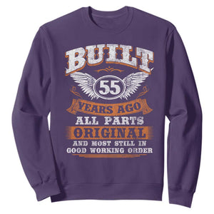 Funny 55th Birthday Sweatshirt Built 55 Years Ago All Parts Original And Most Still In Good Working Order TS11 Purple Print Your Wear