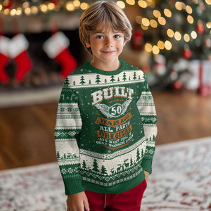 Funny 50th Birthday Ugly Christmas Sweater Built 50 Years Ago All Parts Original And Most Still In Good Working Order TS11 Forest Green Beige Print Your Wear